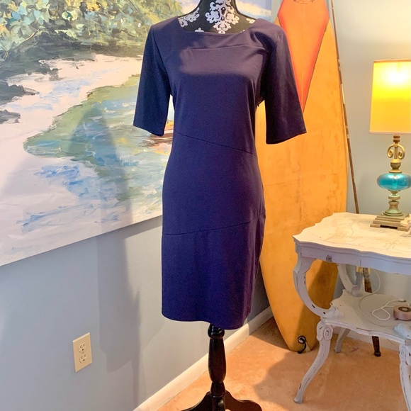 Preston & York Dresses Nwtpreston Yorkasymmetrical Bodice Seamsbeautiful Navy Sheathside